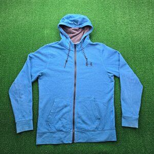 Under‎ Armour Hoodie Mens Medium Blue Teal Sweatshirt Full Zip Fleece Activewear